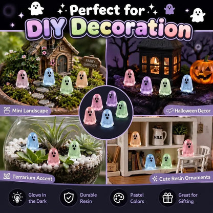 👻30PCS Glow-in-the-Dark Cute Ghost Resin Bead Set