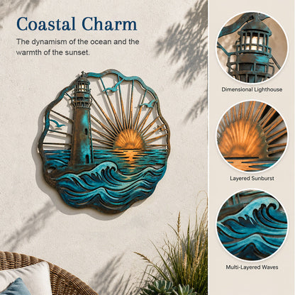 🌅 Golden Harbour Mural – Vintage Coastal-Style Metal Wall Decoration⚓