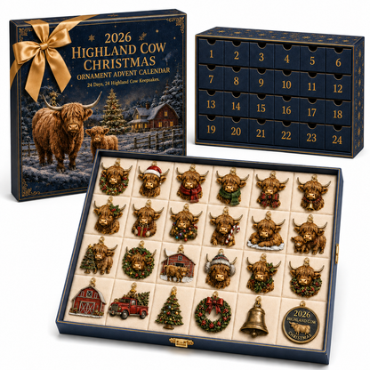 🐮2026 Highland Cow Christmas Ornament Advent Calendar – 24 Cozy Farmhouse Keepsakes
