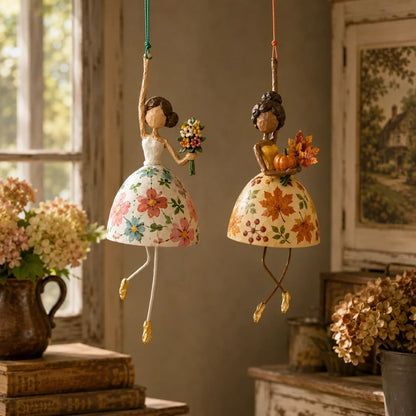 🌸 Whimsical Dancing Lady Hanging Ornament | Vintage Folk-Art Décor with Wind-Activated Swaying Design & Playful Dangling Details ✨