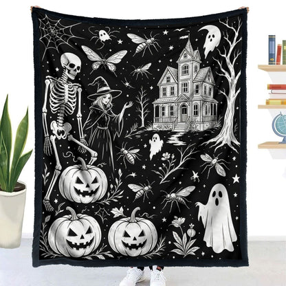 🎨Halloween Colouring Sherpa Blanket| Washable, Reusable, DIY Spooky Decor & Family Craft Gift