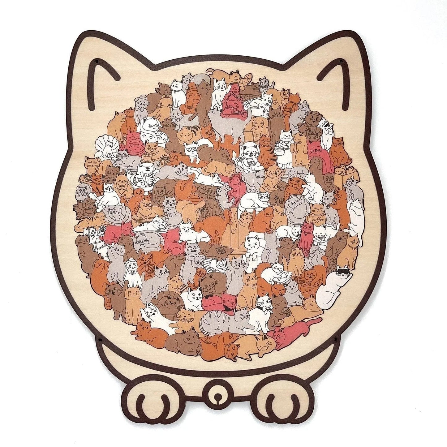 Cat Shaped Wooden Jigsaw Puzzle