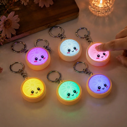 Cute Dumpling Pressable Fidget Keychain - touch sensing light