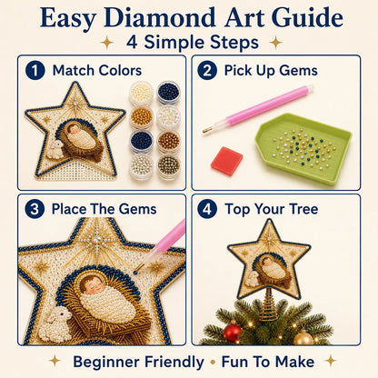 ⭐ Christian Faith Pearl Diamond Art Christmas Tree Topper Kit