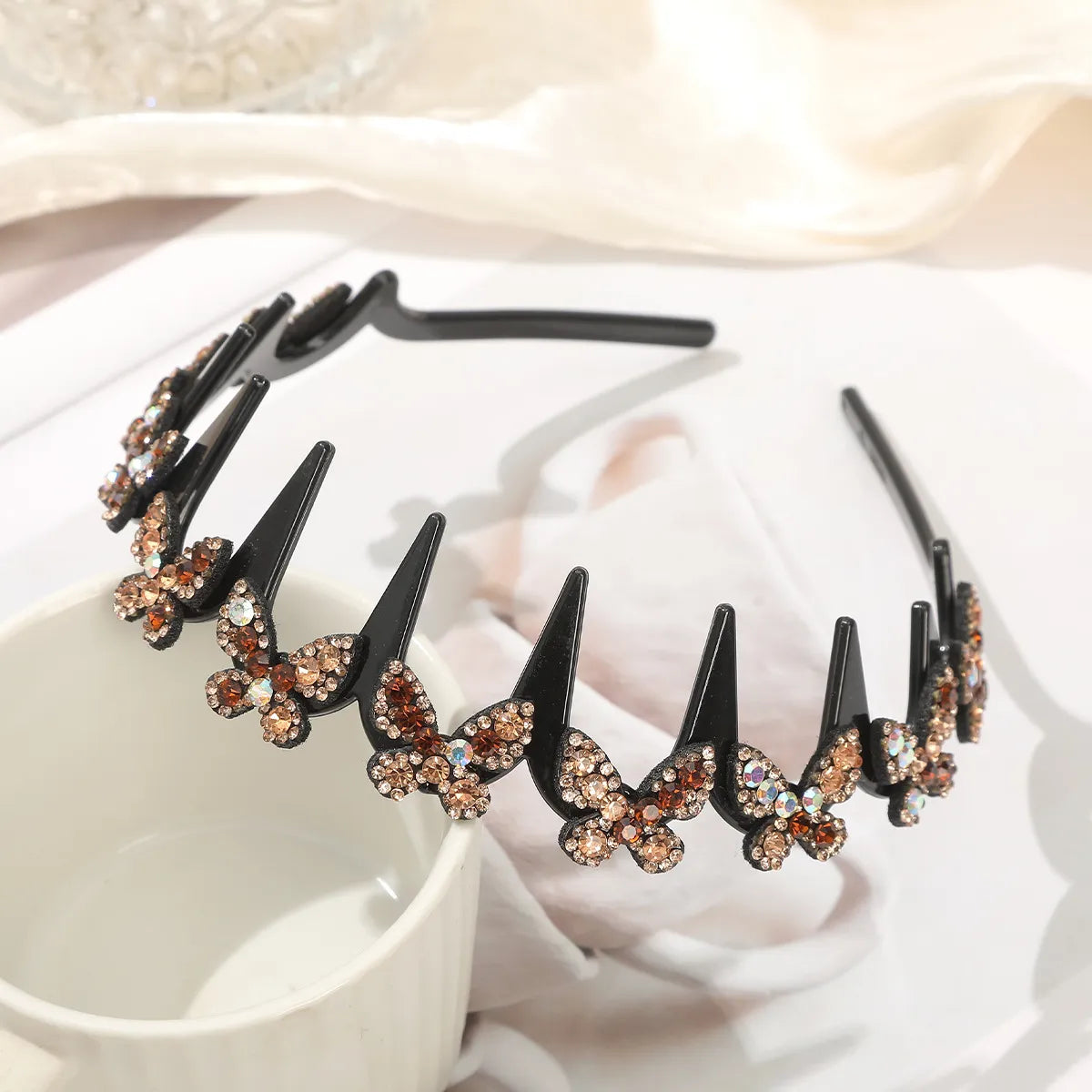 ✨ Wavy Butterfly Headband Set – Non‑Slip, Sparkling, 4 Colors