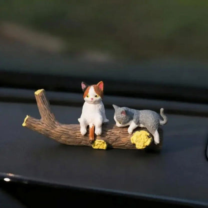 Hand-Painted Mini Cat Desk Figurines - Set of 5 Cute Cartoon Kitty Com