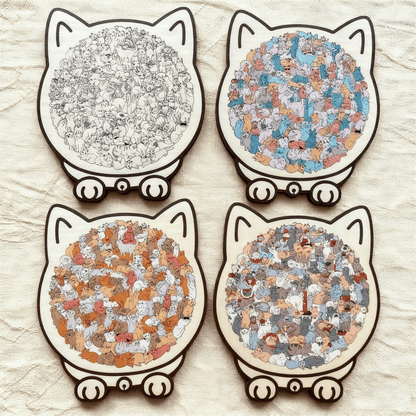 Cat Shaped Wooden Jigsaw Puzzle