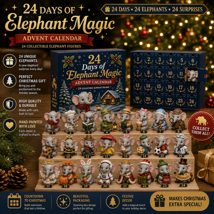 ⭐🐘 24 Days of Elephant Magic Advent Calendar – 24 Collectible Christmas Elephant Surprises
