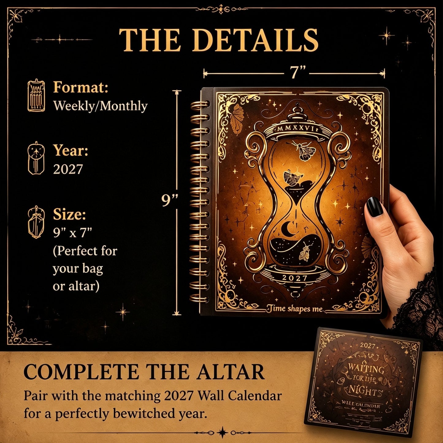 ✍️📕Waiting for the Night: The Witching Hour 2027 Weekly Planner🖤Gothic Romance & Practical Magic for the Year Ahead.