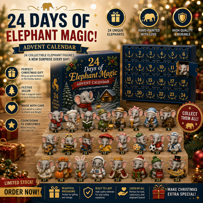 ⭐🐘 24 Days of Elephant Magic Advent Calendar – 24 Collectible Christmas Elephant Surprises