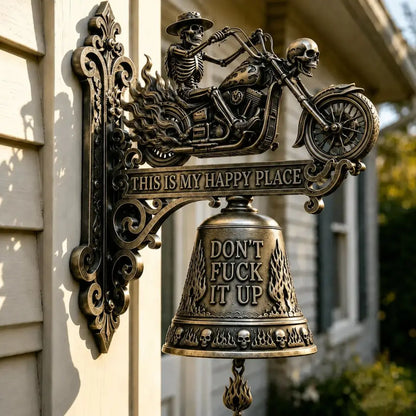🎣 "This Is My Happy Place Don't F*ck It Up" Skeleton Fishing Wall Bell