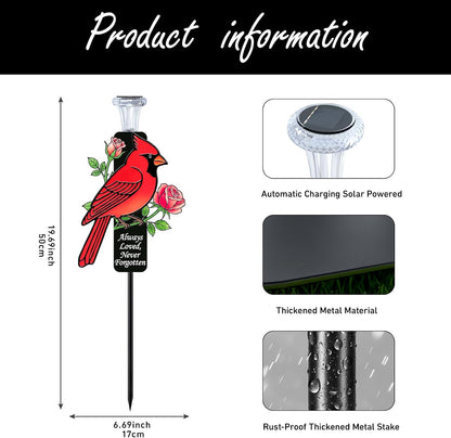 🎖️Solar Cardinal Memorial Stakes for Graves - Metal Cemetery Decorations with LED Light
