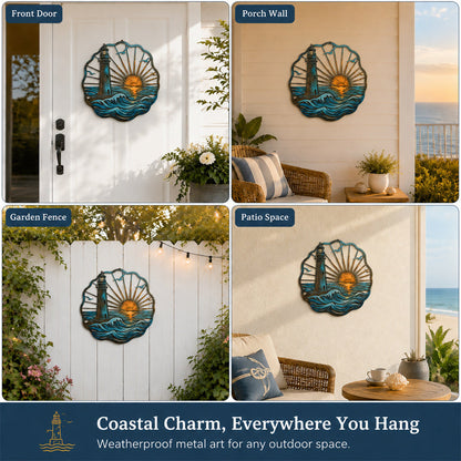 🌅 Golden Harbour Mural – Vintage Coastal-Style Metal Wall Decoration⚓