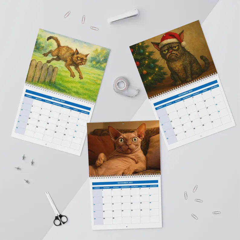 🔥Chonky & Chaotic: The 2027 Ugly Cat Wall Calendar