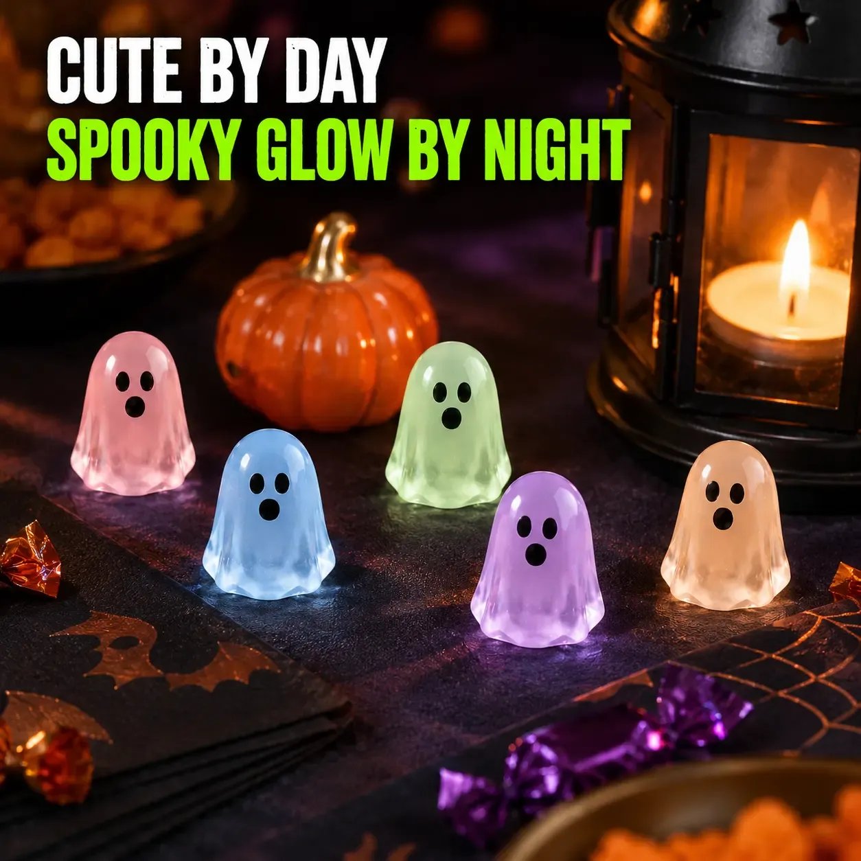 👻30PCS Glow-in-the-Dark Cute Ghost Resin Bead Set
