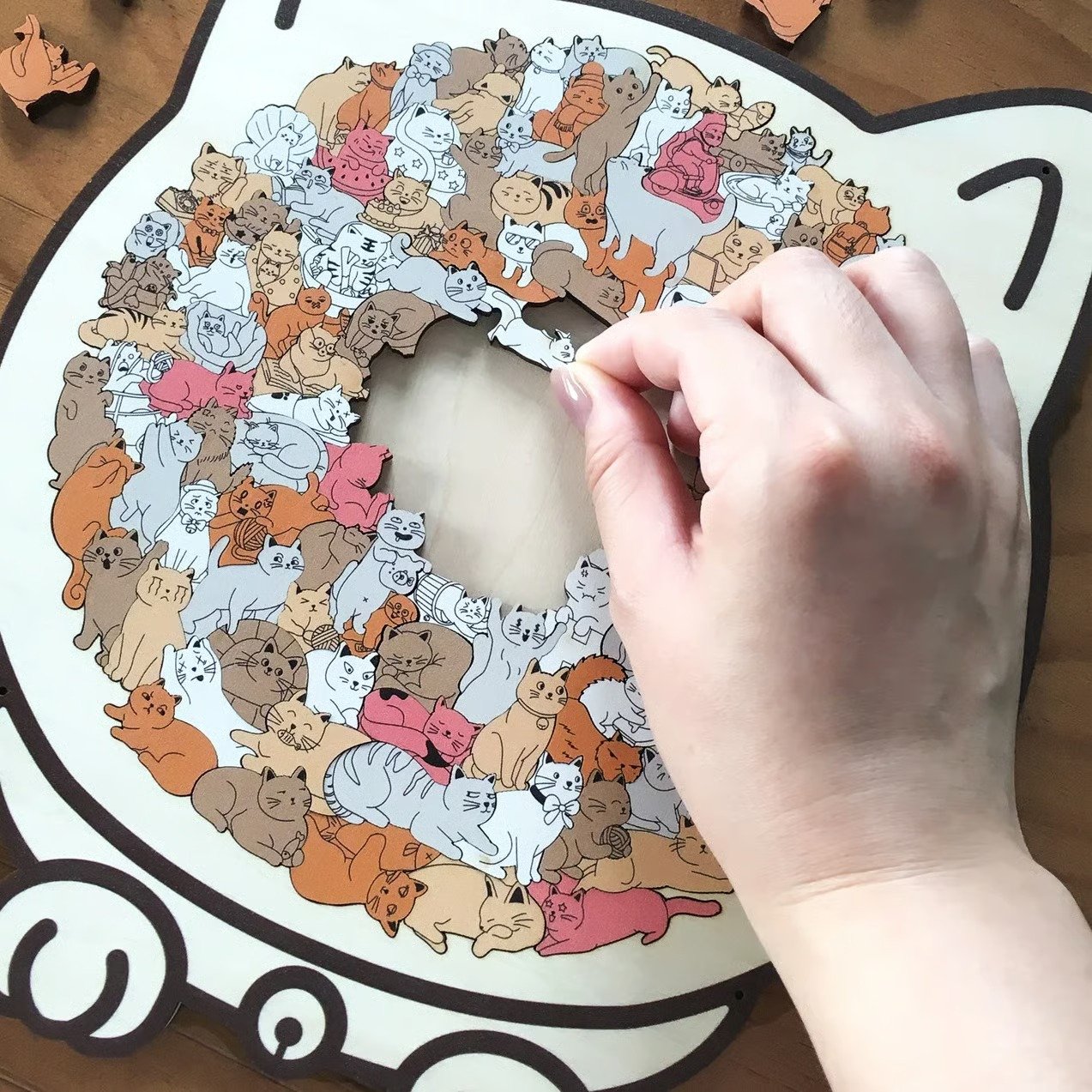 Cat Shaped Wooden Jigsaw Puzzle