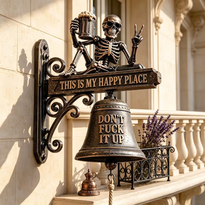 🎣 "This Is My Happy Place Don't F*ck It Up" Skeleton Fishing Wall Bell