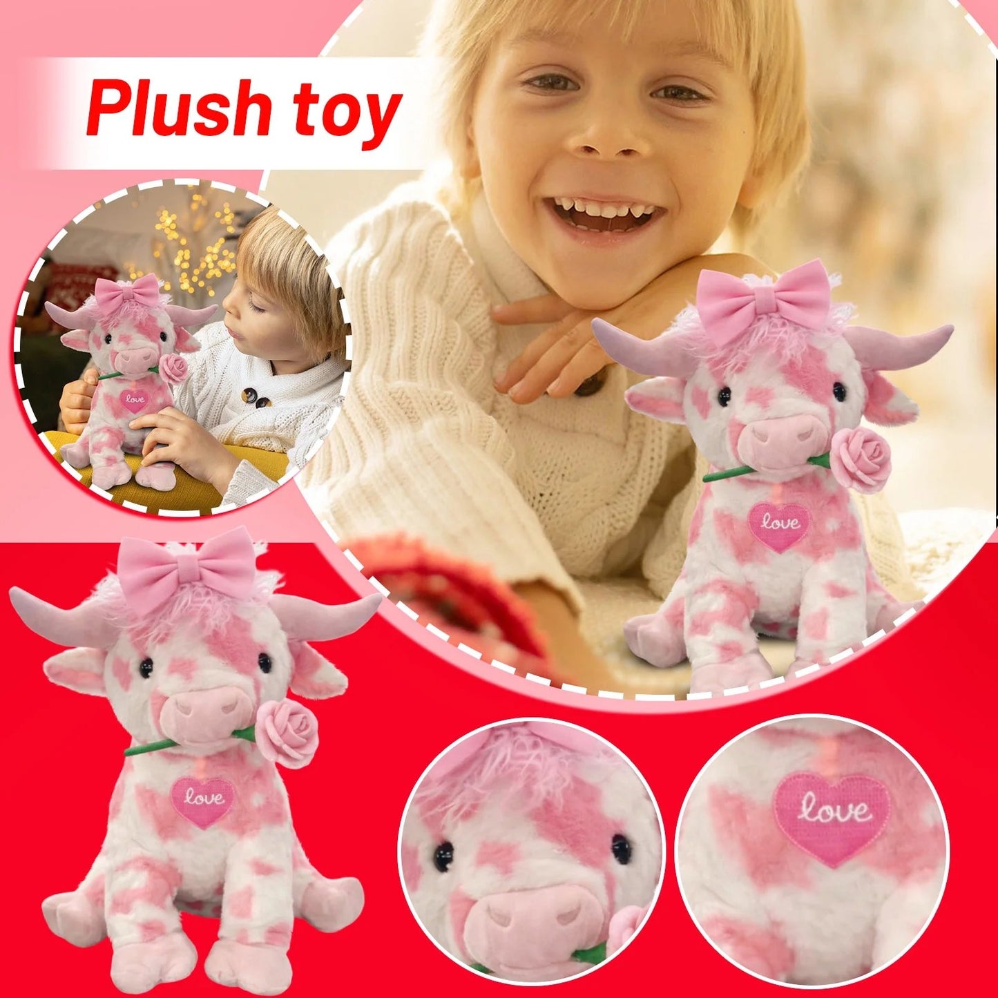🔥Last Day 49% OFF💘🐮Adorable Pink Highland Cow Plush