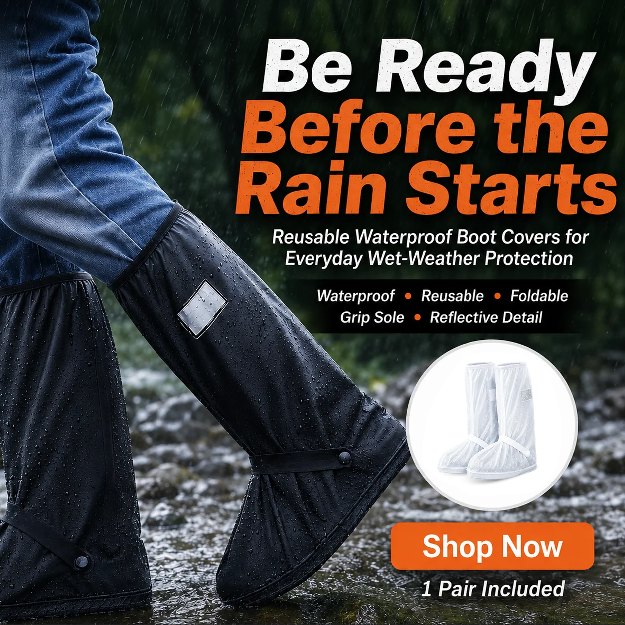 🌧️ Reusable Waterproof Boot Covers for Rain, Mud & Snow