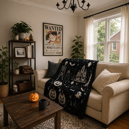 🎨Halloween Colouring Sherpa Blanket| Washable, Reusable, DIY Spooky Decor & Family Craft Gift