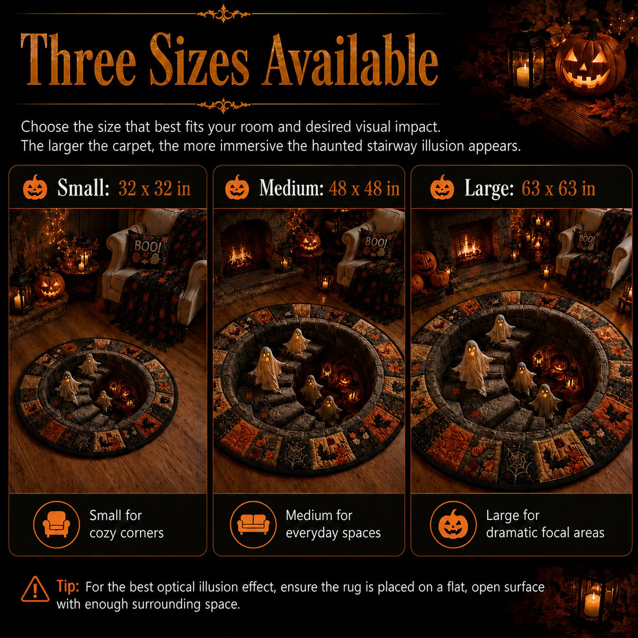 🔥 3D Haunted Staircase Round Rug – Spooky Halloween Optical Illusion 👻