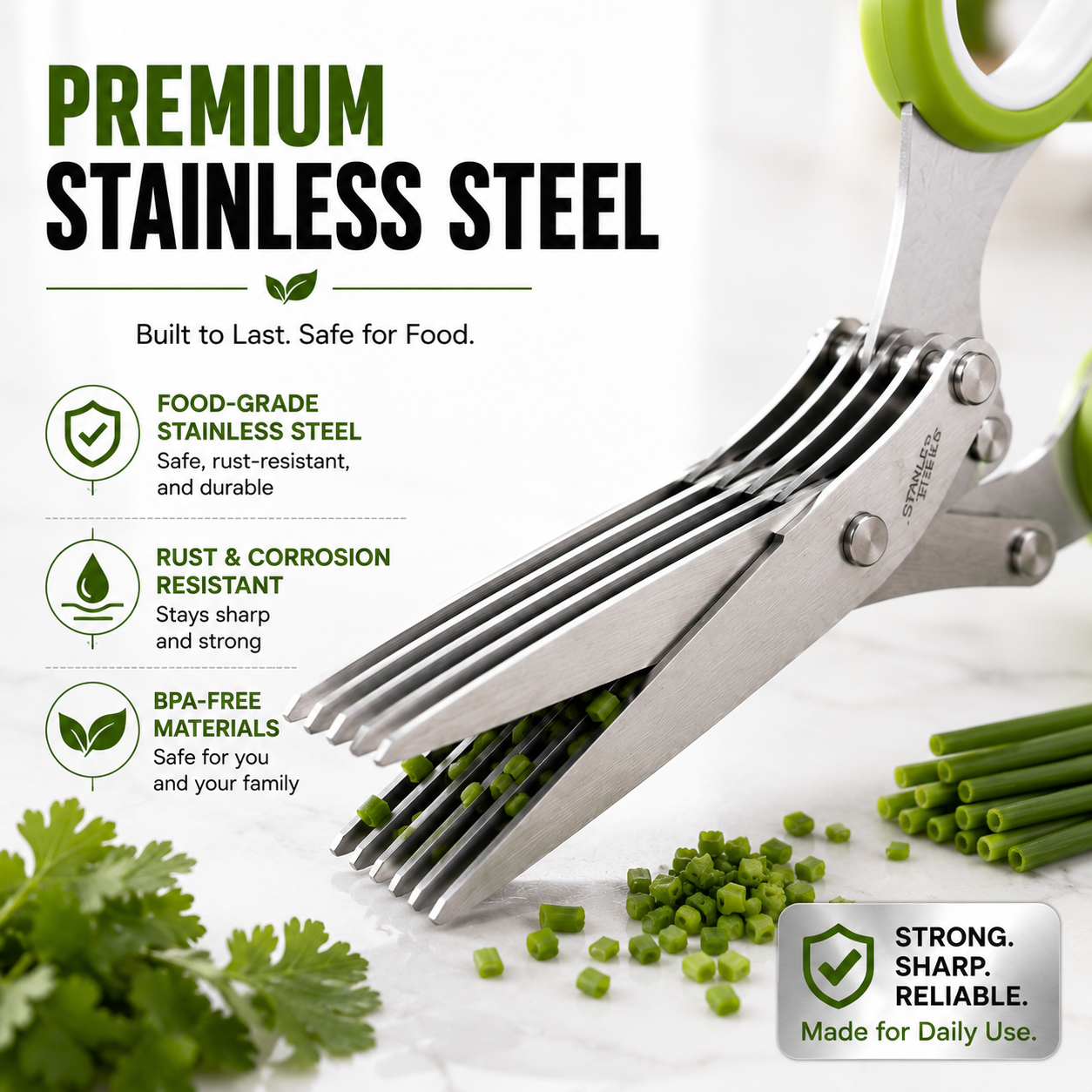✂️✨5-Blade Stainless Steel Herb Scissors with Cleaning Brush & Protective Cover