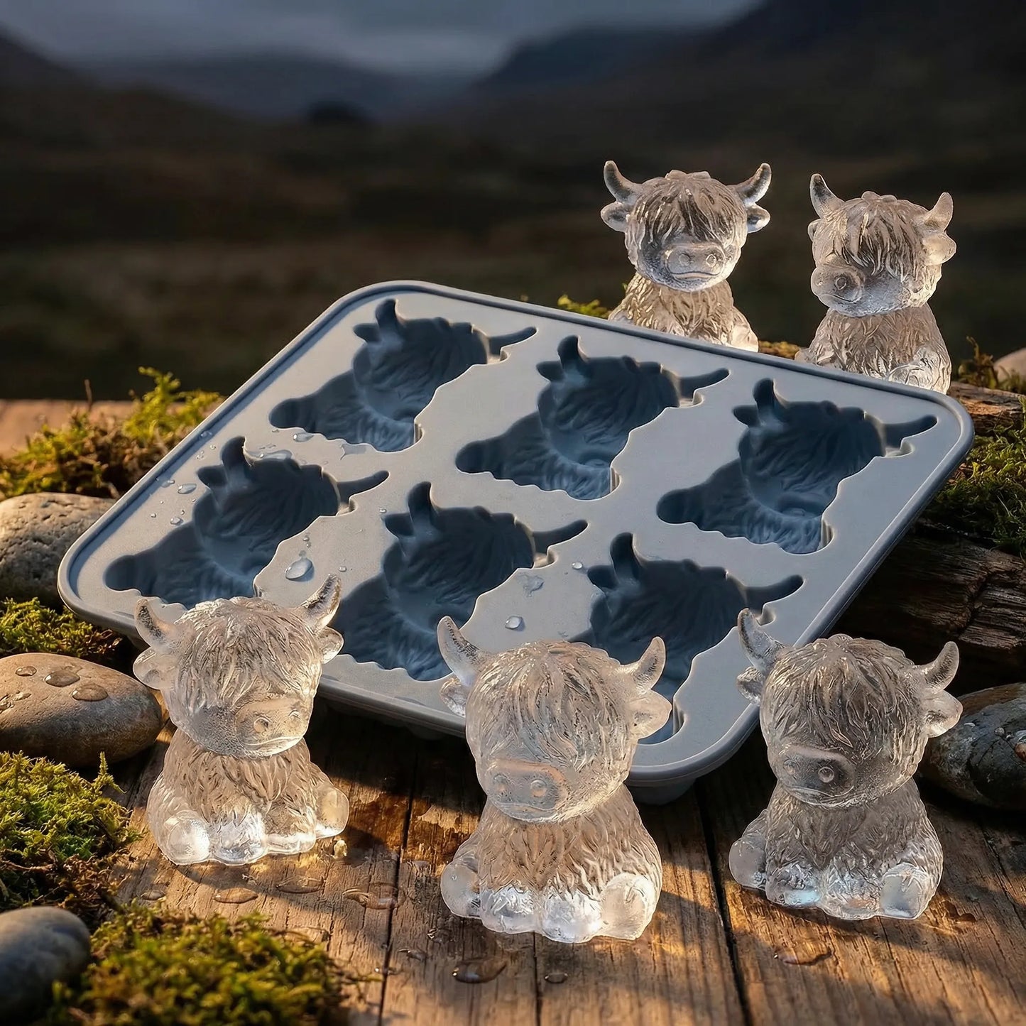 🐮 Mini Highland Cow Ice Cube & Dessert Mold 🧊🍪(2 PCS)