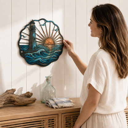 🌅 Golden Harbour Mural – Vintage Coastal-Style Metal Wall Decoration⚓