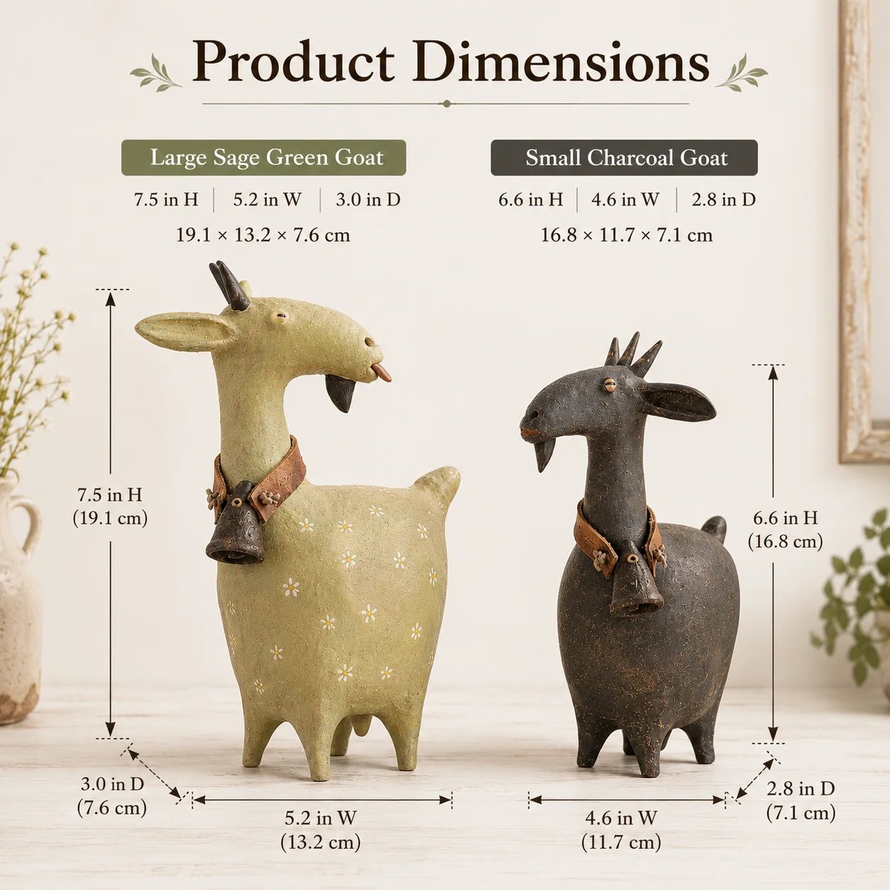 🐾Whimsical Farmhouse Goat Figurines