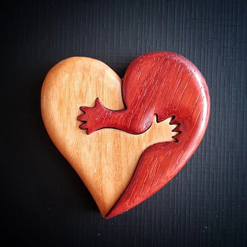 🌲 A Hug From My Heart For You (Handmade Wood Carvings)