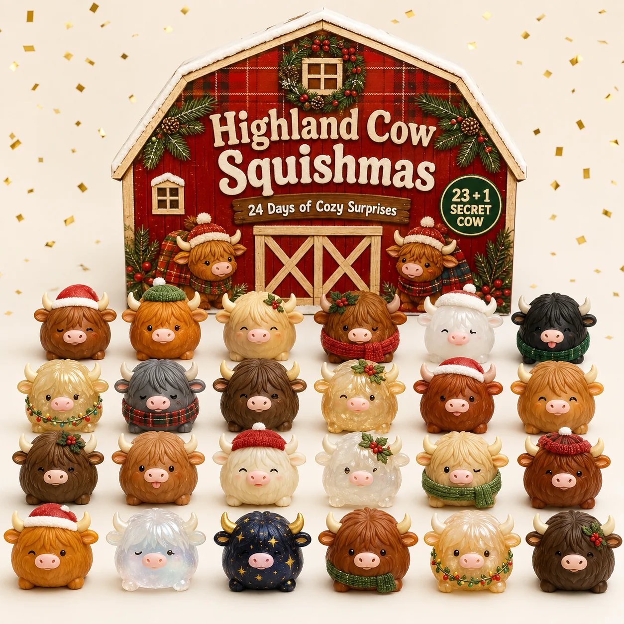 🐮 Highland Cow Squishy Collection | 12-Piece Harvest Herd or 24-Piece Holiday Collector’s Edition with Unique Characters & Secret Cow ✨(📦Buy 2 Free Shipping)