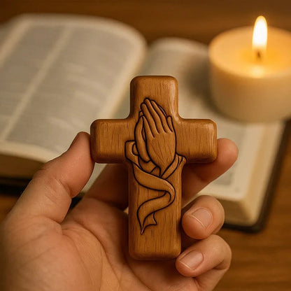 Classic Wooden Pocket Prayer Cross Gift Ensemble: A Cherished Symbol of Peace