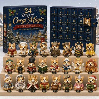 🎄💥British Corgis 2D Advent Calendar 2026 - 24‑Day Festive Countdown, Corgi Figurines Blind Box - Gift For Corgi Lovers
