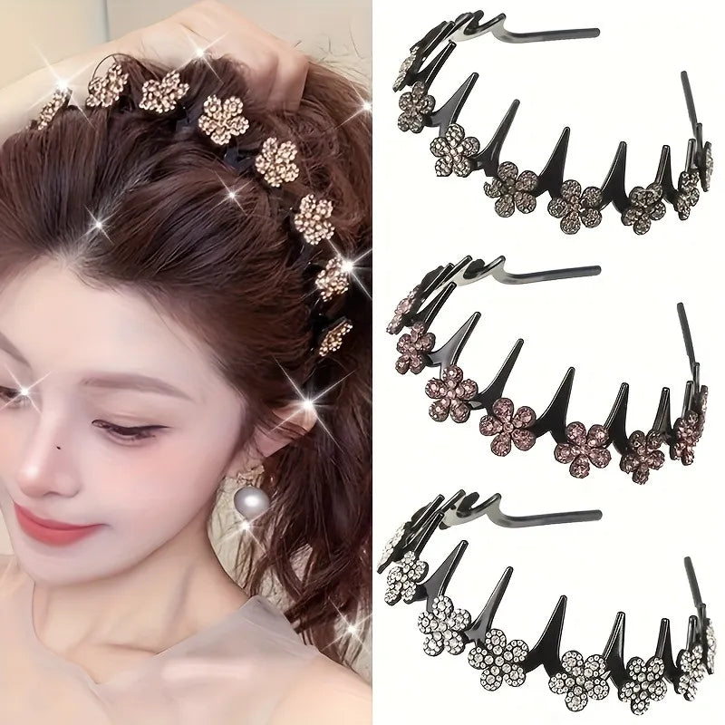 ✨ Wavy Butterfly Headband Set – Non‑Slip, Sparkling, 4 Colors