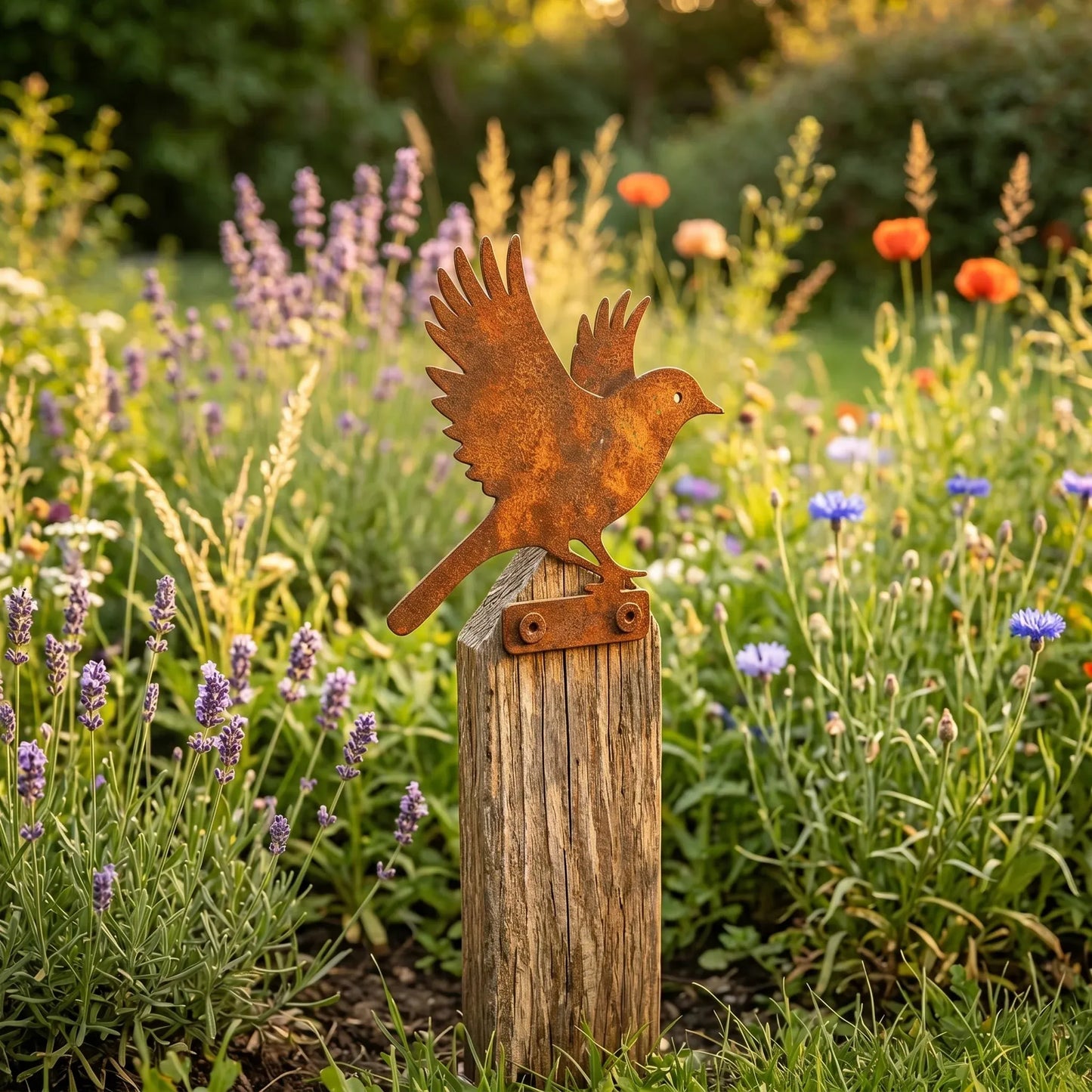 🐦 5-Piece Lifelike Rusty Metal Bird Silhouettes Garden Art