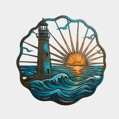 🌅 Golden Harbour Mural – Vintage Coastal-Style Metal Wall Decoration⚓