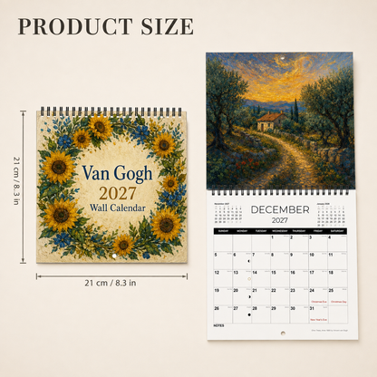🎨 Van Gogh–Inspired 2027 Wall Calendar  -12 Beautiful Artworks to Brighten Every Month