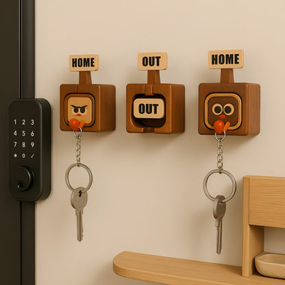 Creative Wooden Key Hooks with Funny Facial Expressions 