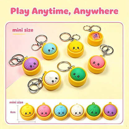Cute Dumpling Pressable Fidget Keychain - touch sensing light