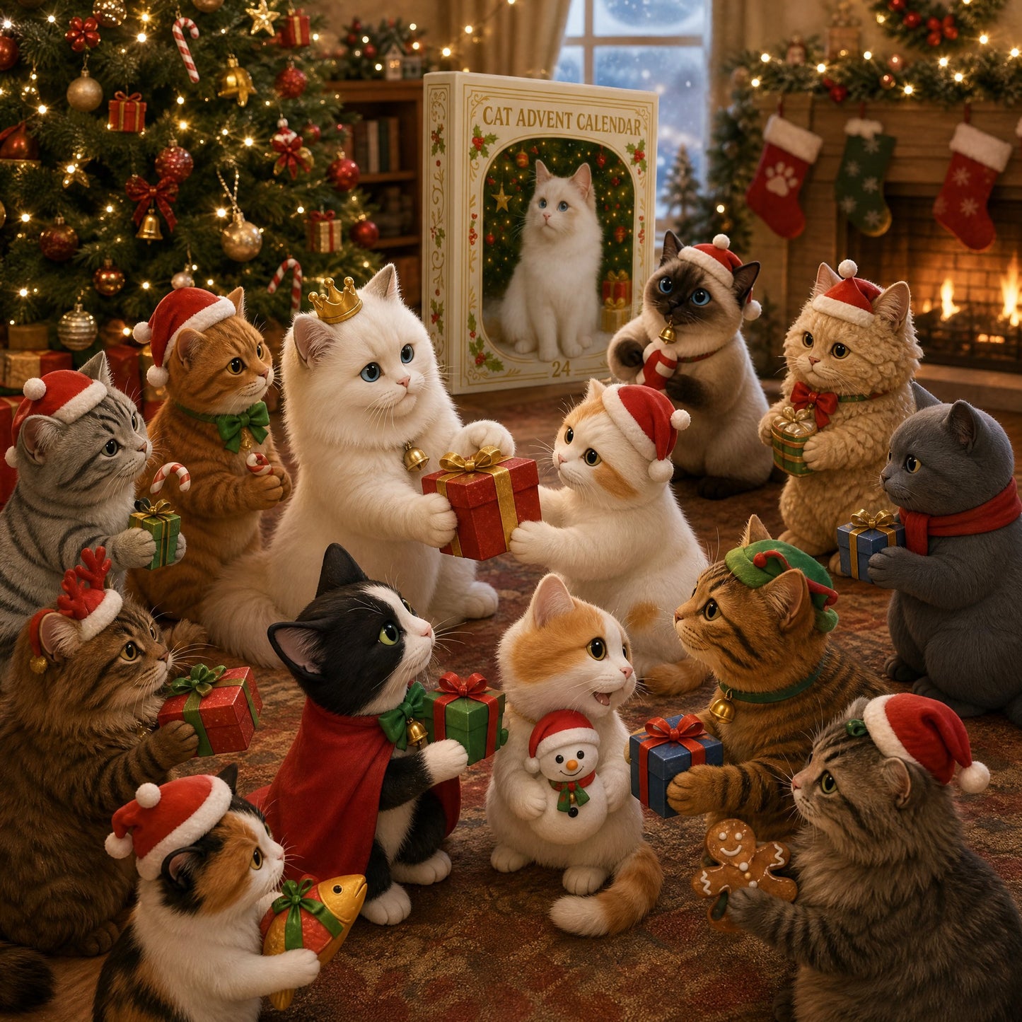 2026 Cat-Themed Advent Calendar - Christmas Holiday Countdown Gifts - 24 Cute Cat Decorations - Christmas Tree Ornaments