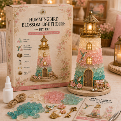 🌊 DIY Sea Glass Lighthouse Kit – Light-Up Coastal Craft & Handmade Home Decor
