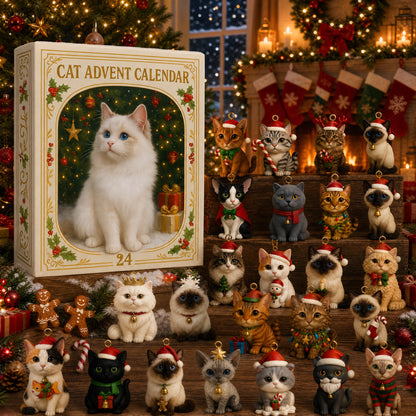 2026 Cat-Themed Advent Calendar - Christmas Holiday Countdown Gifts - 24 Cute Cat Decorations - Christmas Tree Ornaments