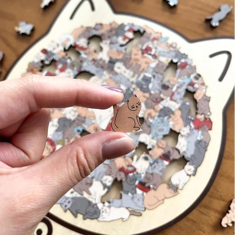 Cat Shaped Wooden Jigsaw Puzzle