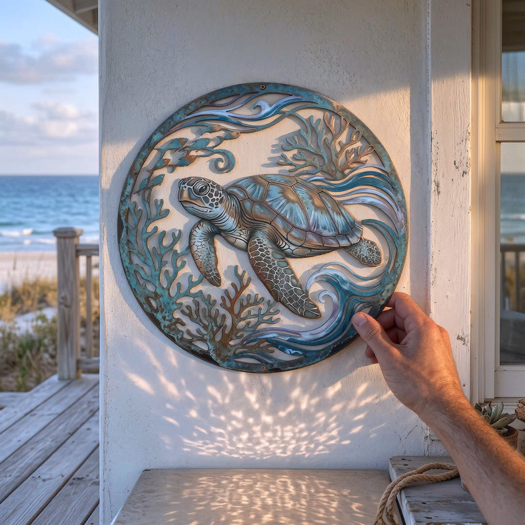 🌅 Golden Harbour Mural – Vintage Coastal-Style Metal Wall Decoration⚓