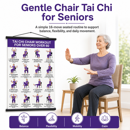 Tai Chi Chair Workout Chart for Seniors (16 x 24 inches)