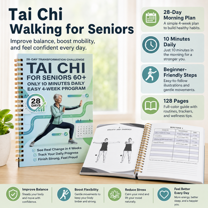 🔥Tai Chi Walking for Seniors, Spiral Bound 28 Day Morning Plan