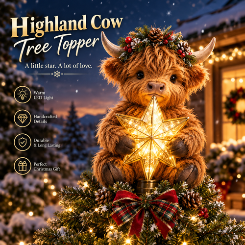 🎁Baby Highland Cow Glowing Star Tree Topper✨