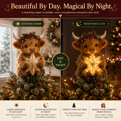 🎁Baby Highland Cow Glowing Star Tree Topper✨