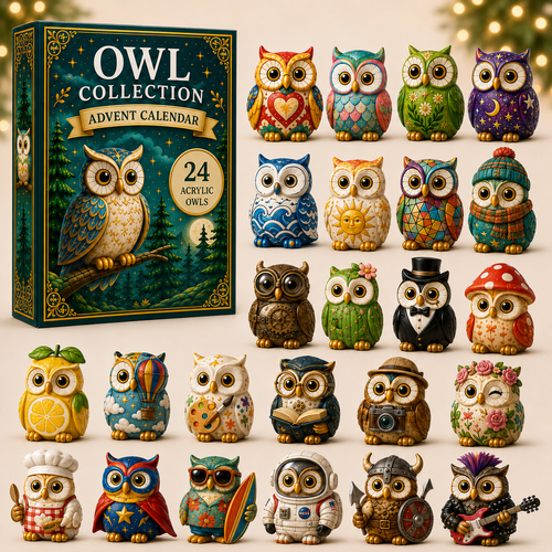 🦉Whimsical Owls Advent Calendar 2026 - 24-Day Festive Countdown, Acrylic Charms Blind Box - Gift For Animal Lovers