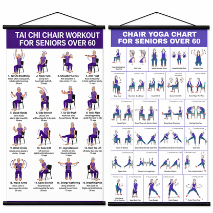 Tai Chi Chair Workout Chart for Seniors (16 x 24 inches)